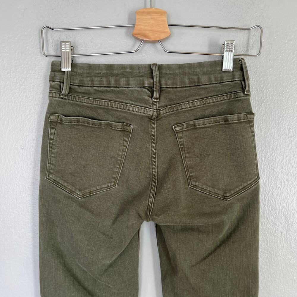 Frame Le Crop Mini Boot Jeans Army Green High Rise Stretch Denim 24 Kick Flare - Picture 8 of 13